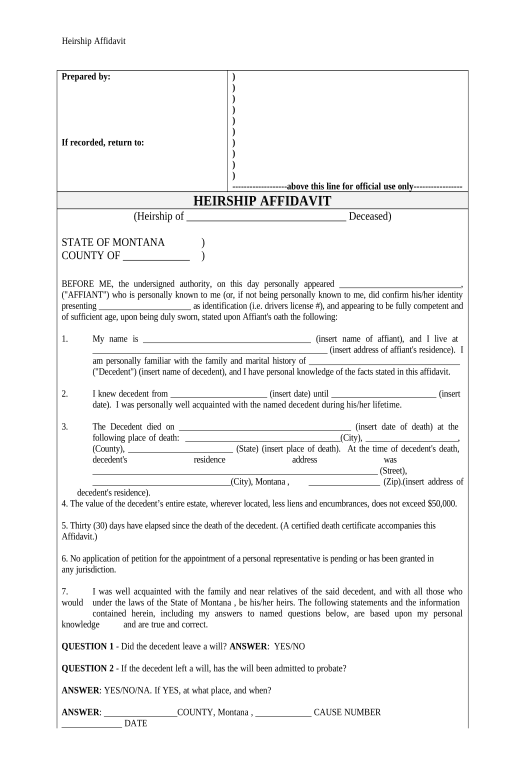 Arrange Heirship Affidavit - Descent - Montana Slack Notification Postfinish Bot