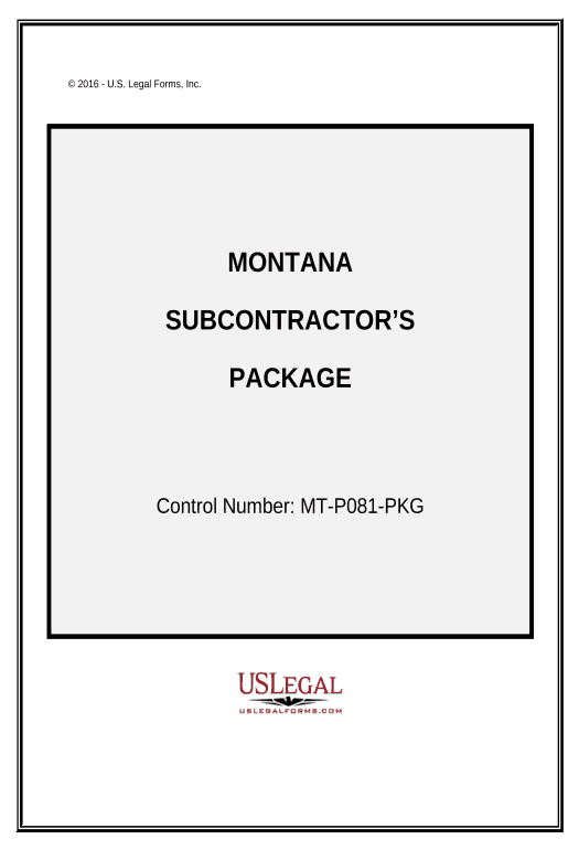 Manage Subcontractors Package - Montana Set signature type Bot