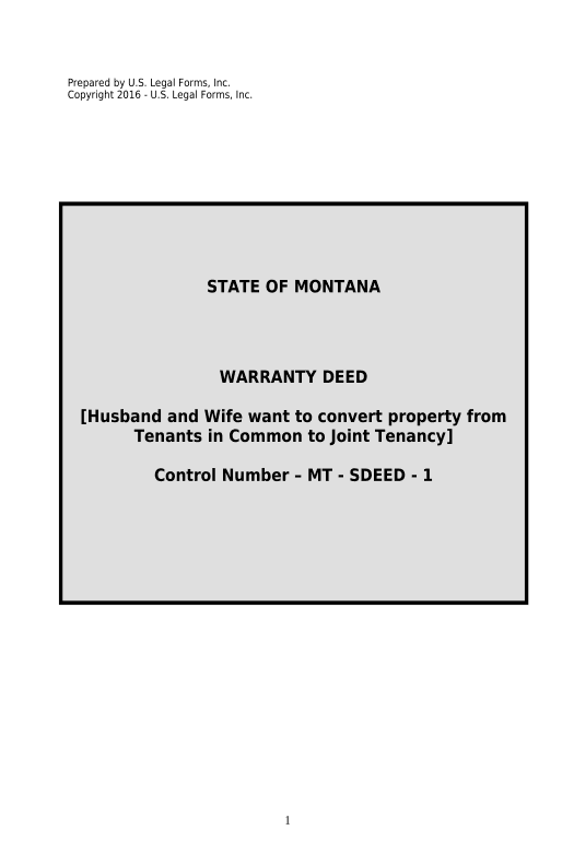 Update Warranty Deed for Husband and Wife Converting Property from Tenants in Common to Joint Tenancy - Montana Create Salesforce Record Bot