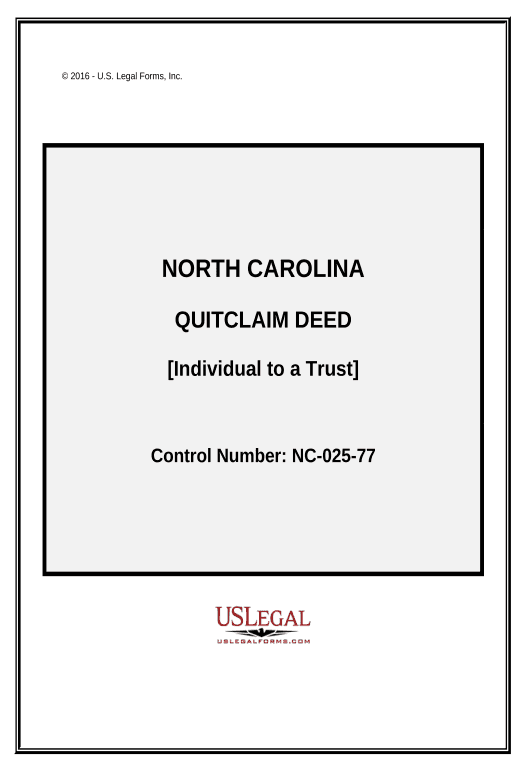 Integrate Quitclaim Deed - Individual to a Trust - North Carolina Remove Slate Bot