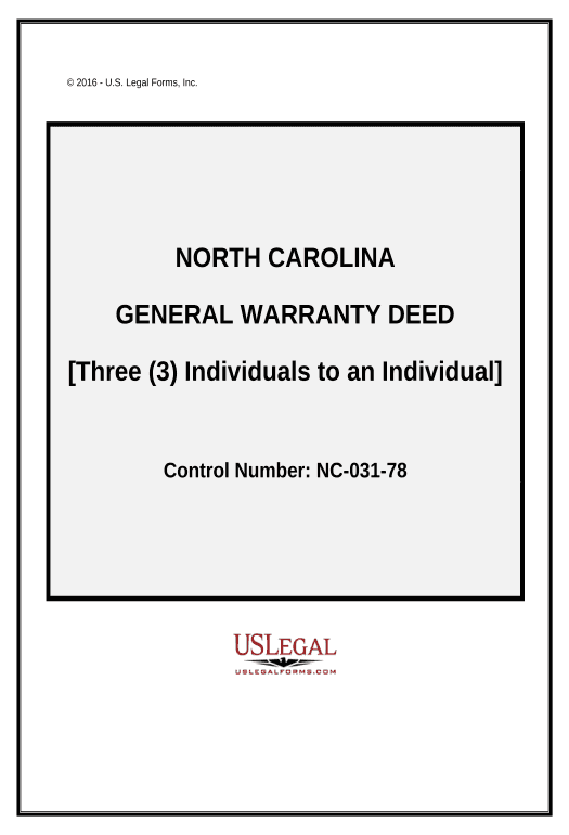 Update General Warranty Deed from three Individuals to an Individual - North Carolina Pre-fill Dropdowns from Smartsheet Bot