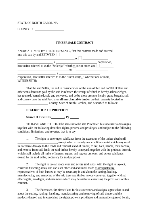 Pre-fill North Carolina Timber Sale Contract - North Carolina Email Notification Bot