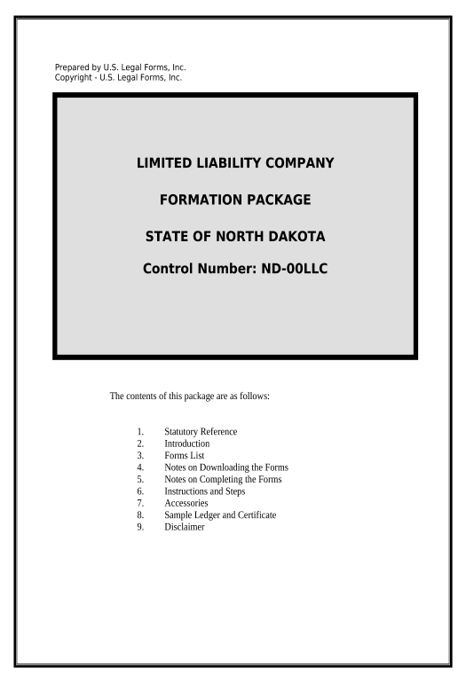 Pre-fill North Dakota Limited Liability Company LLC Formation Package - North Dakota Slack Two-Way Binding Bot