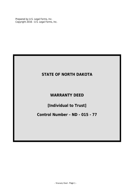 Archive Warranty Deed from Individual to a Trust - North Dakota Pre-fill from Excel Spreadsheet Dropdown Options Bot