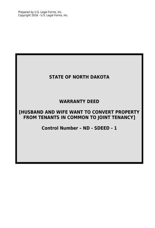 Update Warranty Deed for Husband and Wife Converting Property from Tenants in Common to Joint Tenancy - North Dakota Email Notification Bot