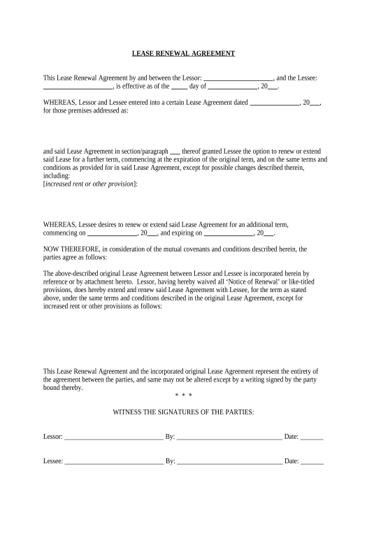 Archive Residential Lease Renewal Agreement - Nebraska Pre-fill from CSV File Bot