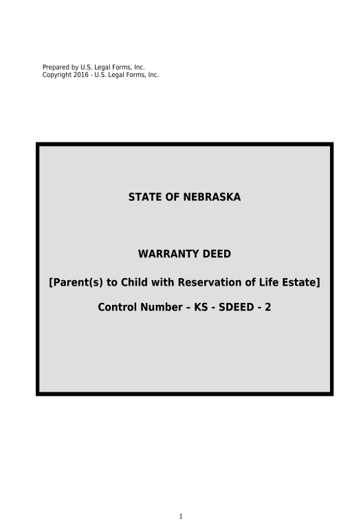 Archive Warranty Deed for Parents to Child with Reservation of Life Estate - Nebraska Pre-fill from MySQL Dropdown Options Bot