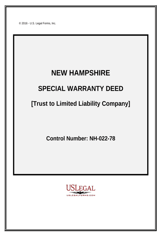 Incorporate Special Warranty Deed from a Trust to a Limited Liability Company (LLC) - New Hampshire Pre-fill from Office 365 Excel Bot