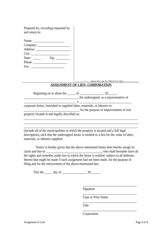 Archive Assignment of Lien - Corporation - New Hampshire Salesforce