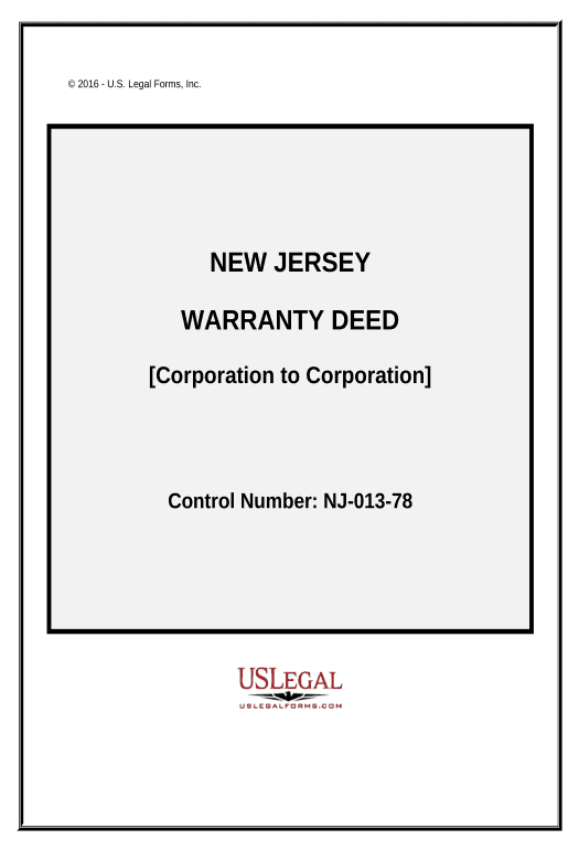 Incorporate Warranty Deed from Corporation to Corporation - New Jersey Notify Salesforce Contacts - Post-finish