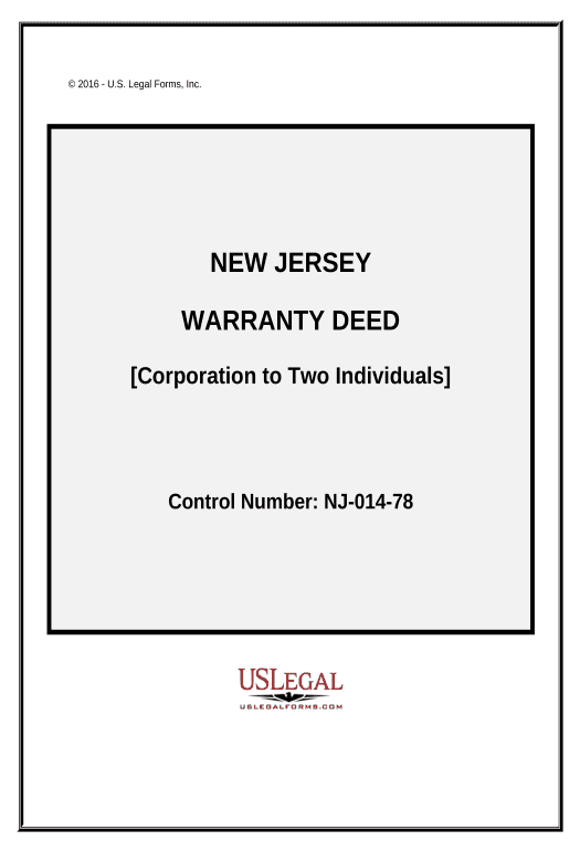 Incorporate Warranty Deed from Corporation to Two Individuals - New Jersey Pre-fill from Google Sheet Dropdown Options Bot