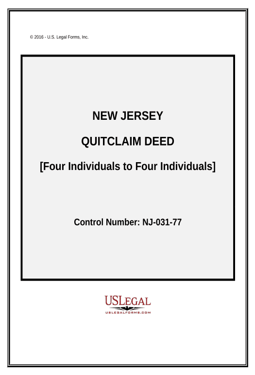 Manage Quitclaim Deed - Four Individuals to Four Individuals - New Jersey Pre-fill from Google Sheet Dropdown Options Bot