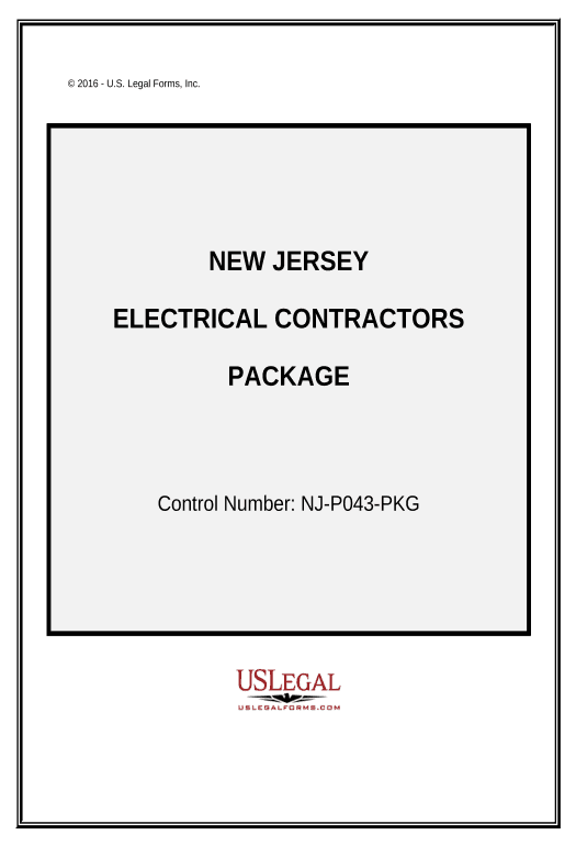 Arrange Electrical Contractor Package - New Jersey Pre-fill from Excel Spreadsheet Bot