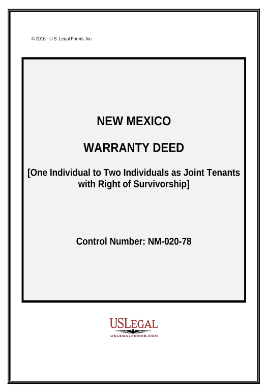 Pre-fill Warranty Deed - Individual to Two Individuals as Joint Tenants with the Right of Survivorship - New Mexico Update MS Dynamics 365 Record