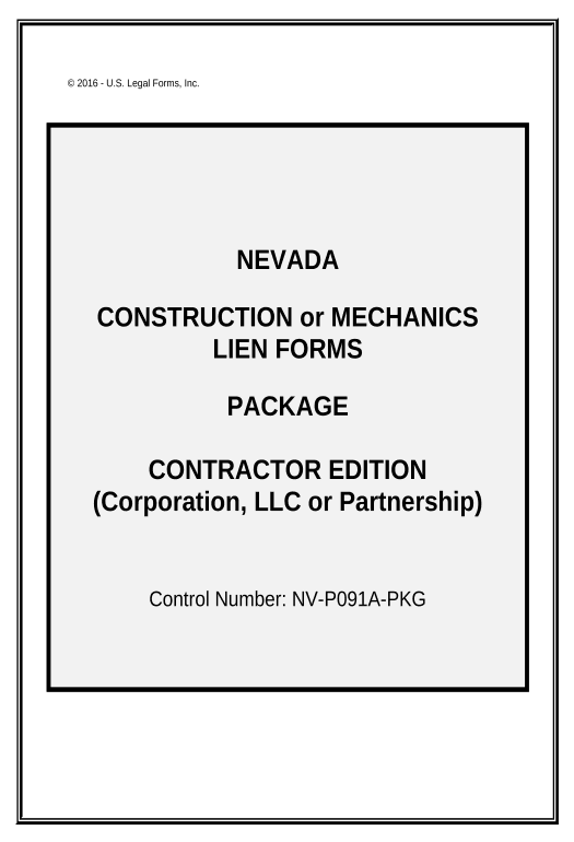 Synchronize Nevada Construction or Mechanics Lien Package - Corporation or LLC - Nevada Text Message Notification Postfinish Bot