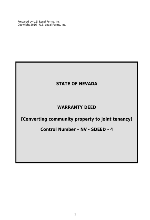 Manage Warranty Deed for Separate or Joint Property to Joint Tenancy - Nevada Calculate Formulas Bot