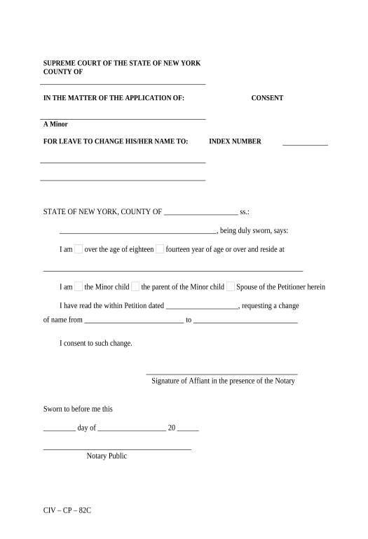 Export State of New York Consent Form for Name Change of Minor - New York Pre-fill from CSV File Bot