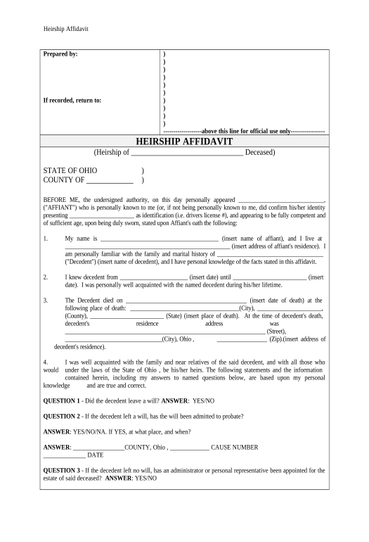 Manage Heirship Affidavit - Descent - Ohio Set signature type Bot