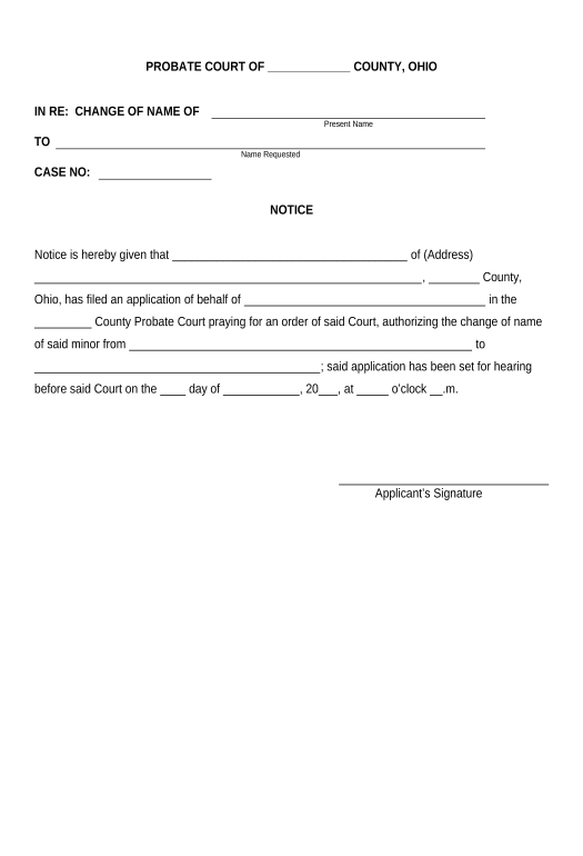 Extract Notice of Publication for Name Change - Ohio Set signature type Bot