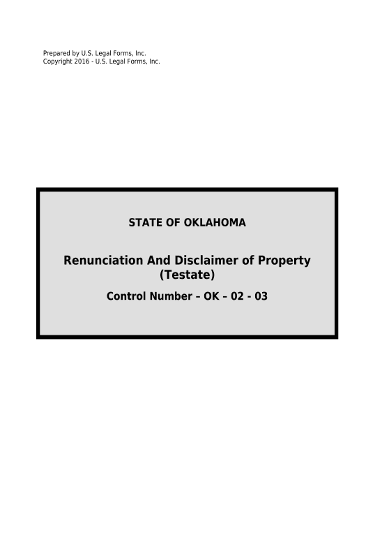 Manage Renunciation And Disclaimer of Property from Will by Testate - Oklahoma Pre-fill from CSV File Bot