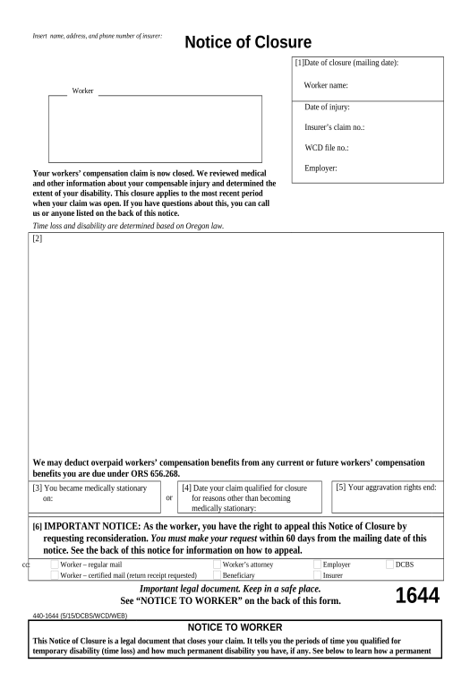 Export Notice of Closure - Oregon Pre-fill Document Bot