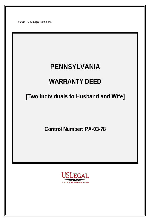 Export Warranty Deed from two Individuals to Husband and Wife - Pennsylvania Pre-fill from another Slate Bot