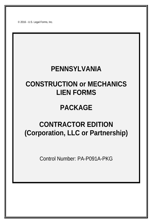 Automate Pennsylvania Construction or Mechanics Lien Package - Corporation or LLC - Pennsylvania Remind to Create Slate Bot