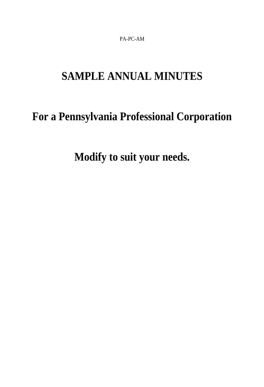 Manage Annual Minutes for a Pennsylvania Professional Corporation - Pennsylvania Pre-fill from NetSuite Records Bot