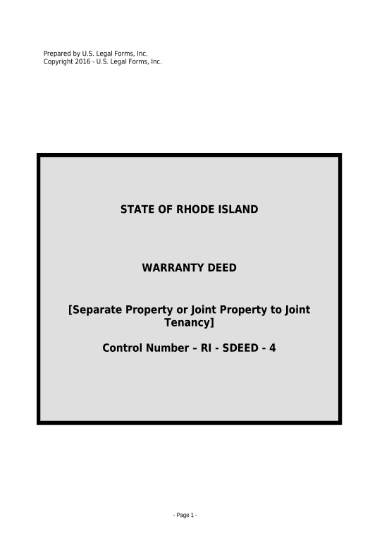Update Warranty Deed for Separate or Joint Property to Joint Tenancy - Rhode Island Export to NetSuite Record Bot