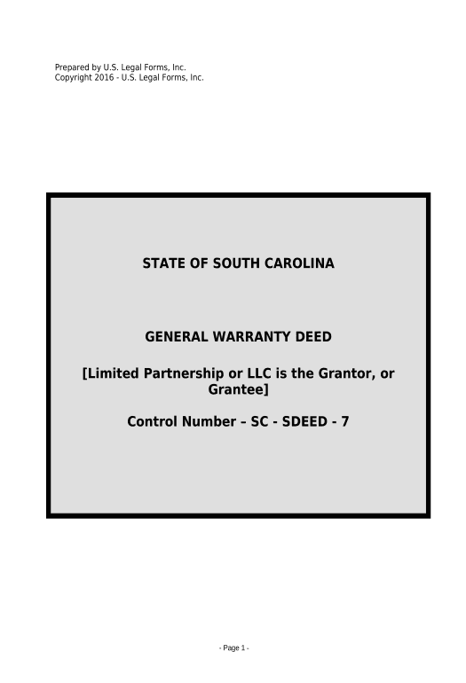 Automate Warranty Deed from Limited Partnership or LLC is the Grantor, or Grantee - South Carolina Salesforce