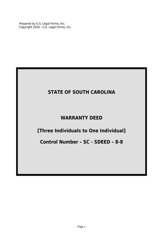 Update Warranty Deed for Three Individuals to One Individual - South Carolina Pre-fill Dropdowns from Office 365 Excel Bot