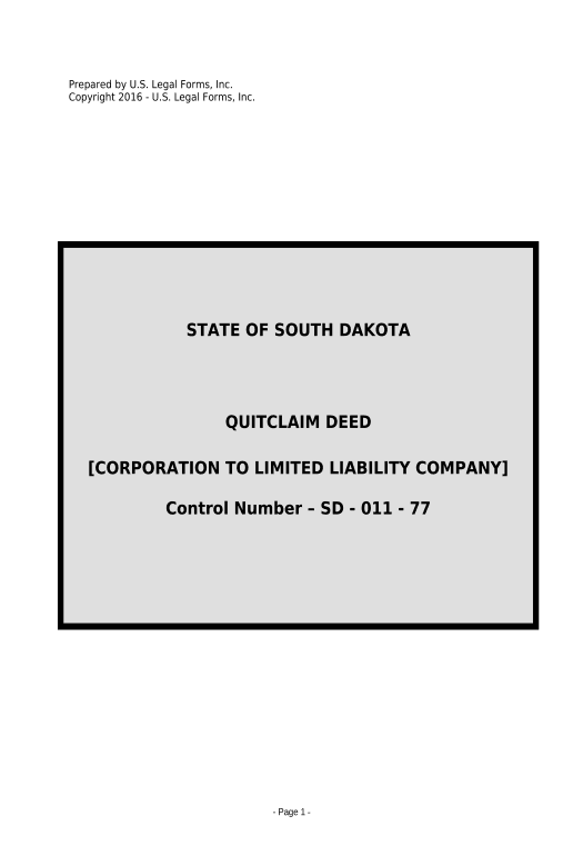 Extract Quitclaim Deed from Corporation to LLC - South Dakota