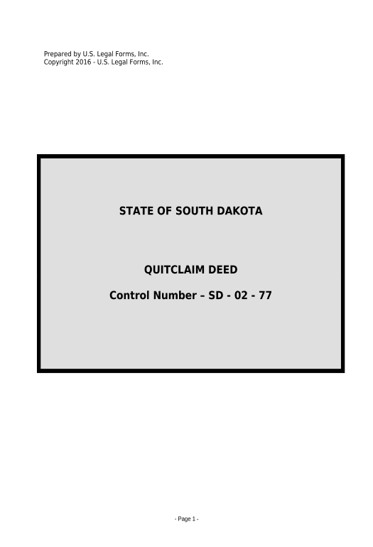 Export Quitclaim Deed from Individual to Individual - South Dakota Export to MS Dynamics 365 Bot