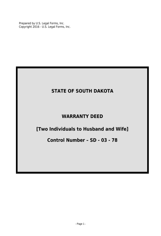 Pre-fill Warranty Deed from two Individuals to Husband and Wife - South Dakota Trello Bot
