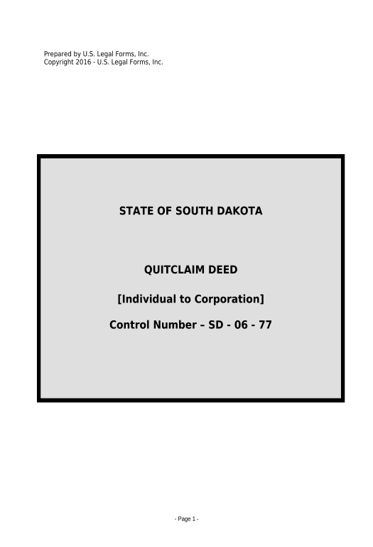 Pre-fill Quitclaim Deed from Individual to Corporation - South Dakota Netsuite