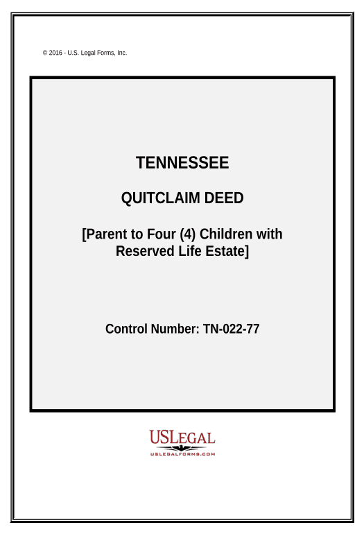 Archive Quitclaim Deed - Parent to Four Children with Reserved Life Estate - Tennessee Add Tags to Slate Bot