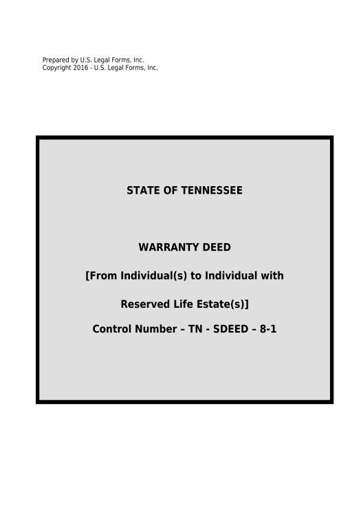 Export Warranty Deed for Individuals to Individual with Reserved Life Estates - Tennessee Microsoft Dynamics