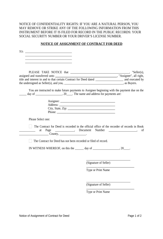 Manage Notice of Assignment of Contract for Deed - Texas Microsoft Dynamics