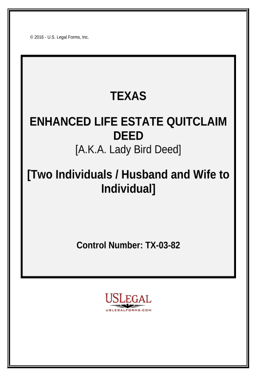 Update Enhanced Life Estate or Lady Bird Quitclaim Deed from Two Individuals, or Husband and Wife, to an Individual - Texas Update Salesforce Record Bot