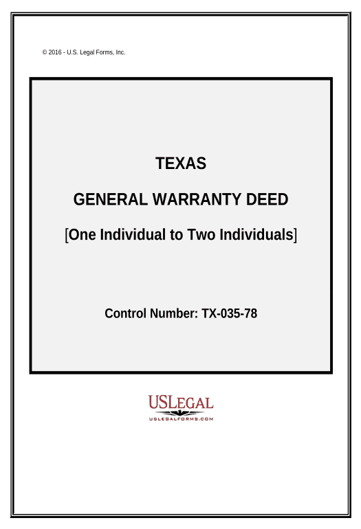 Manage Warranty Deed - One Individual to Two Individuals - Texas Pre-fill from Excel Spreadsheet Bot