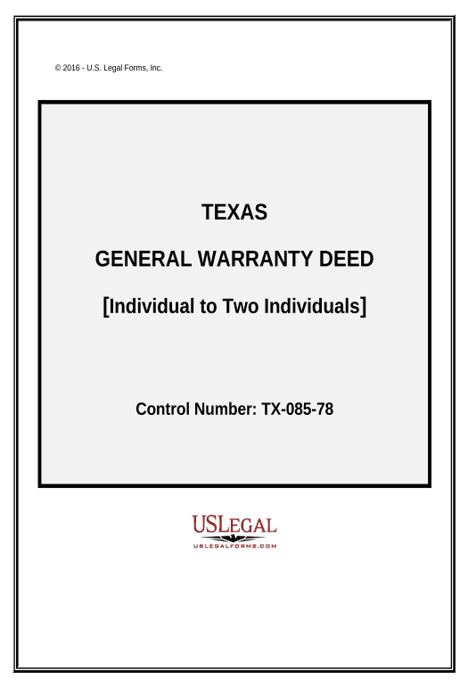Update General Warranty Deed from an Individual to Two Individuals - Texas SendGrid send Campaign bot