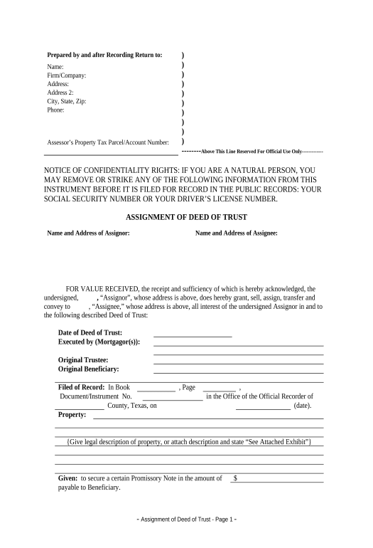 Archive Assignment of Deed of Trust by Individual Mortgage Holder - Texas Jira Bot