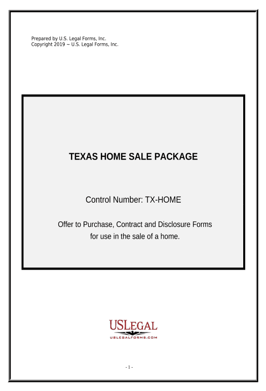 Export Real Estate Home Sales Package with Offer to Purchase, Contract of Sale, Disclosure Statements and more for Residential House - Texas Pre-fill Document Bot