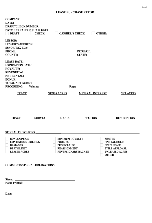 Archive Lease Purchase Report Form 6 - Texas Set signature type Bot