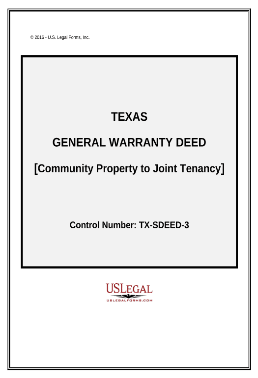 Archive Warranty Deed for Community Property to Joint Tenancy - Texas Microsoft Dynamics