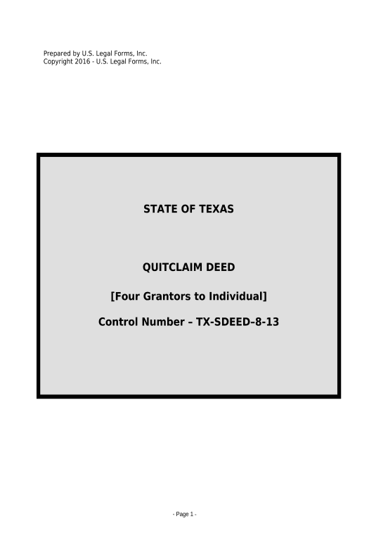 Integrate Quitclaim Deed For Four Grantors To An Individual Texas