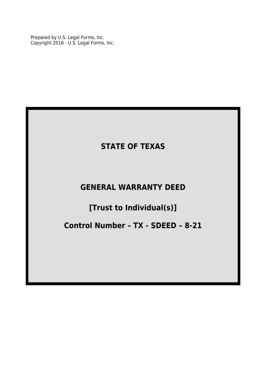 Arrange General Warranty Deed for Trust to Individuals or Husband and Wife - Texas Export to Salesforce Bot