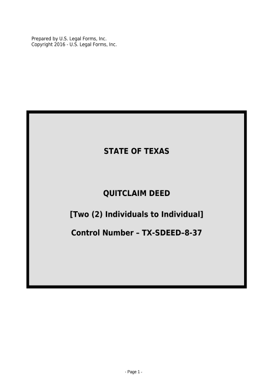 Automate Quitclaim Deed for Two Individuals to Individual - Texas Pre-fill from Office 365 Excel Bot