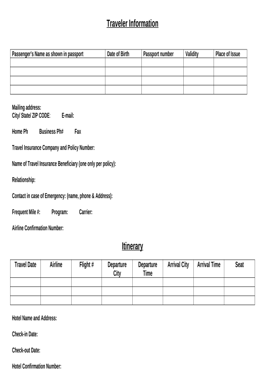 Update Traveler Information Form Pre-fill Document Bot