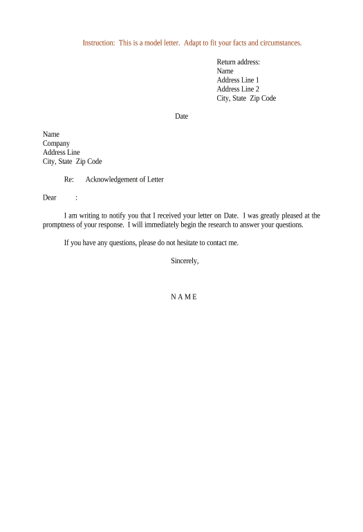 Extract Sample Letter for Acknowledgment of Letter Pre-fill from another Slate Bot